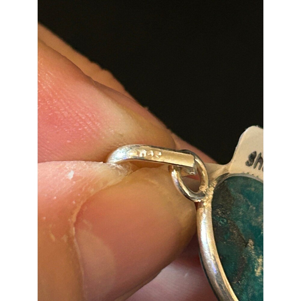 925 Sterling Silver Oval Shattuckite Pendant - Picture 9 of 12